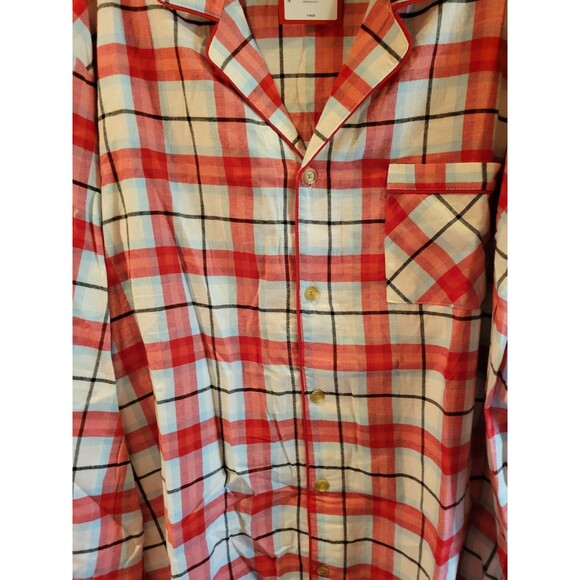 Wondershop Men’s Red Plaid 4XLT Pajama Button Down Shirt Red/White/Blue Big/Tal - Picture 3 of 6